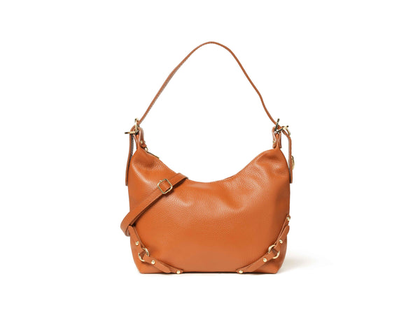 Melluso Borsa Hobo in Pelle Color Cuoio con Dettagli Dorati BOR558-250559